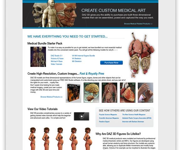 Daz 3D Medical Landing Page