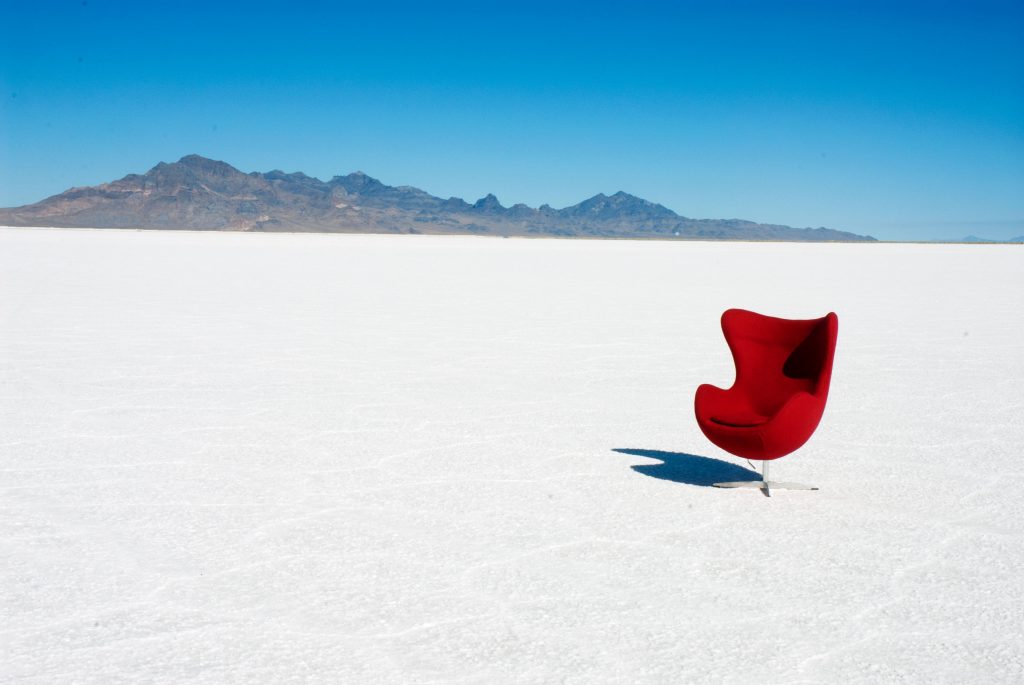 Red chair on salt flats